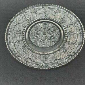Vintage Federal Glass Heritage Clear Pressed Glass 12 Inch Dinner Plate Floral